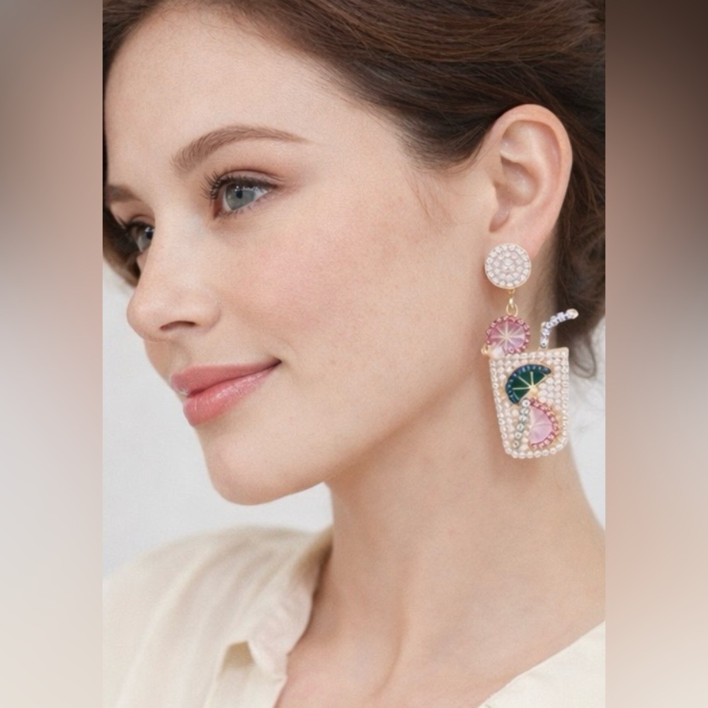 Pearl Cocktail Glass Drop Earrings